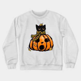Autumn Kitty in A Pumpkin Crewneck Sweatshirt
